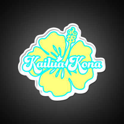 Yellow Kailua Kona Hibiscus Cafe Led Neon Sign Espresso Bar Art Rgb Color