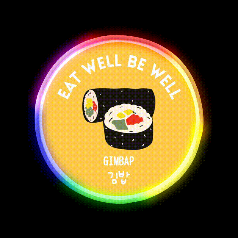 Yellow Korean Rice Roll Gimbap Street Food Snack Food Led Neon Sign Rgb Color