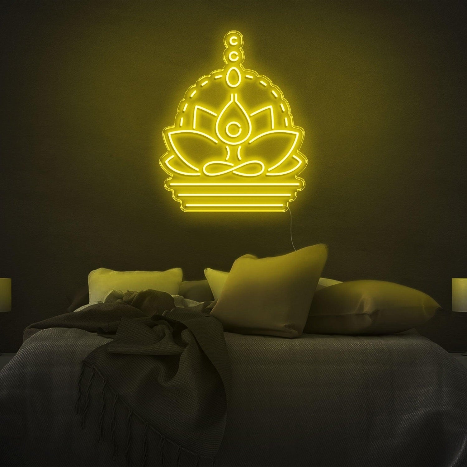 Yellow Lotus Buddha Led Neon Sign For Bedroom Yoga Meditation Room Decor | Shineneon