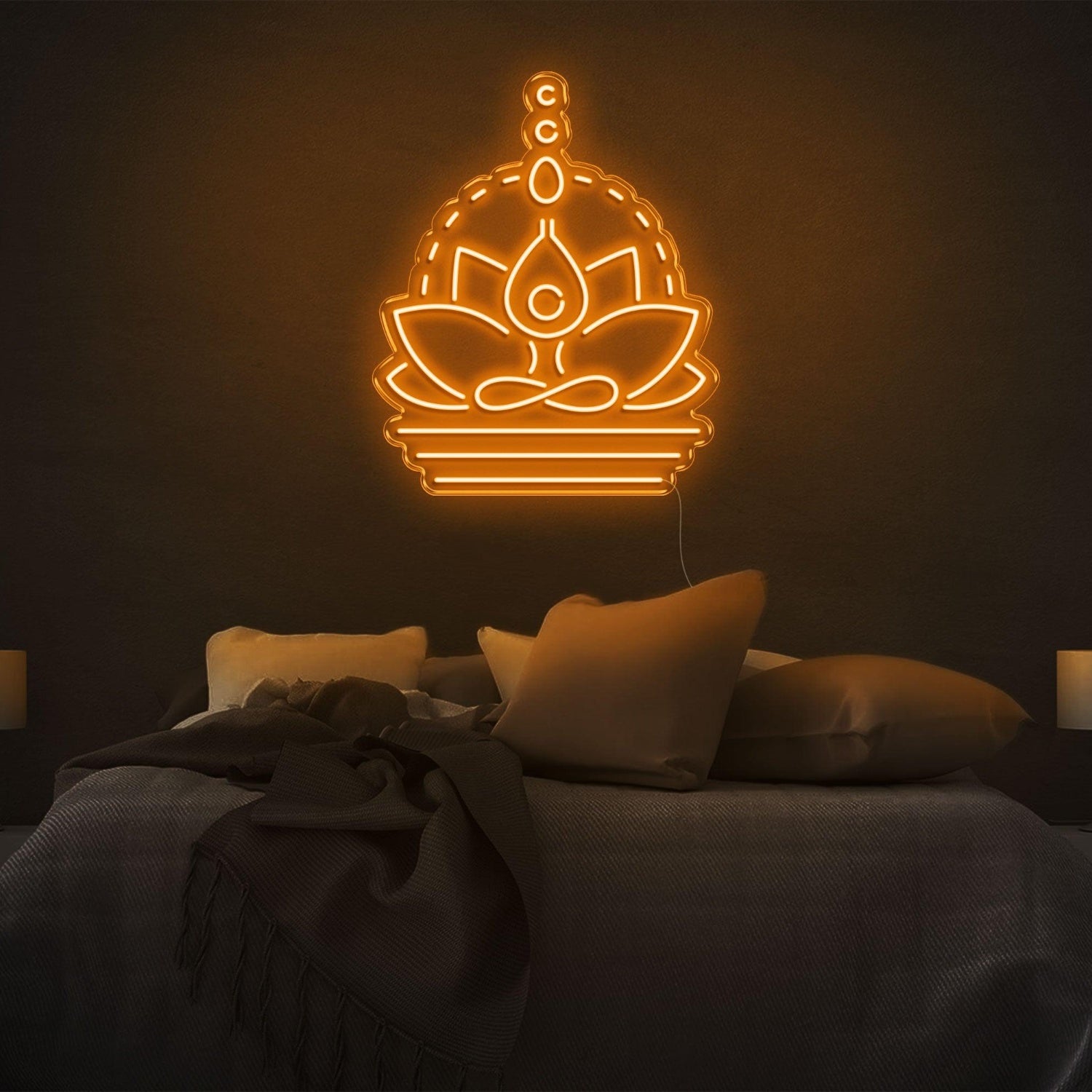 Yellow Lotus Buddha Led Neon Sign For Bedroom Yoga Meditation Room Decor | Shineneon