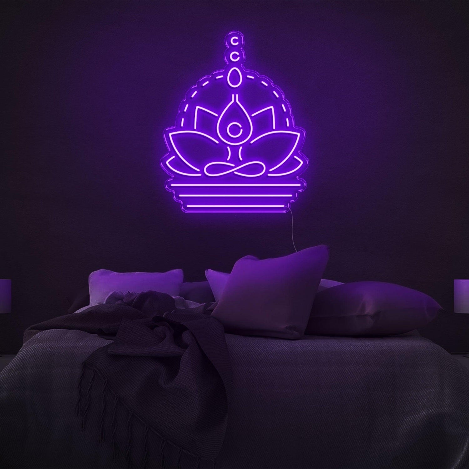 Yellow Lotus Buddha Led Neon Sign For Bedroom Yoga Meditation Room Decor | Shineneon