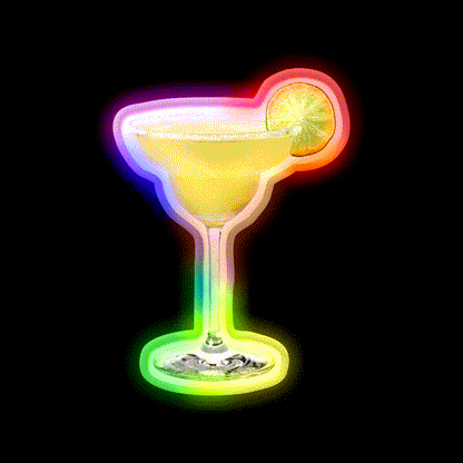 Yellow Margarita Cocktail Bar Decor Led Neon Sign Rgb Color - LED neon sign close-up detail