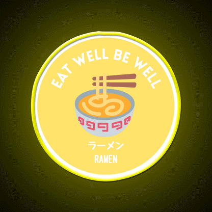 Yellow Noodle Bowl Ramen Japanese Street Food Snack Food Led Neon Sign Rgb Color - Custom LED neon sign front view