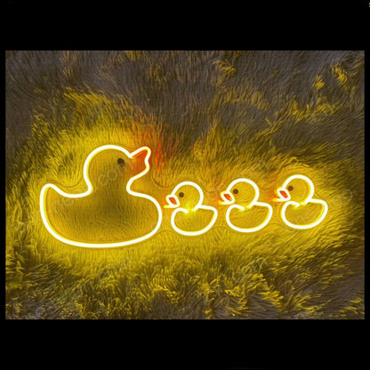 Yellow-Orange Duck Family Led Neon Sign For Kids Room Decor | Shineneon