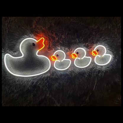 Yellow-Orange Duck Family Led Neon Sign For Kids Room Decor | Shineneon