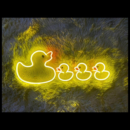 Yellow-Orange Duck Family Led Neon Sign For Kids Room Decor | Shineneon