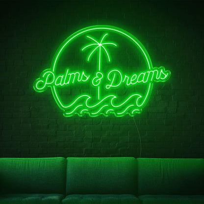 Yellow Palms Dreams Led Neon Sign For Tropical Indoor Decor | Shineneon