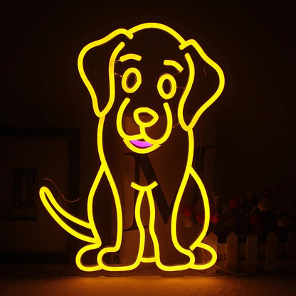 Yellow Purple Cartoon Dog Led Neon Sign For Kids Room Pet Cafe Decor | Shineneon
