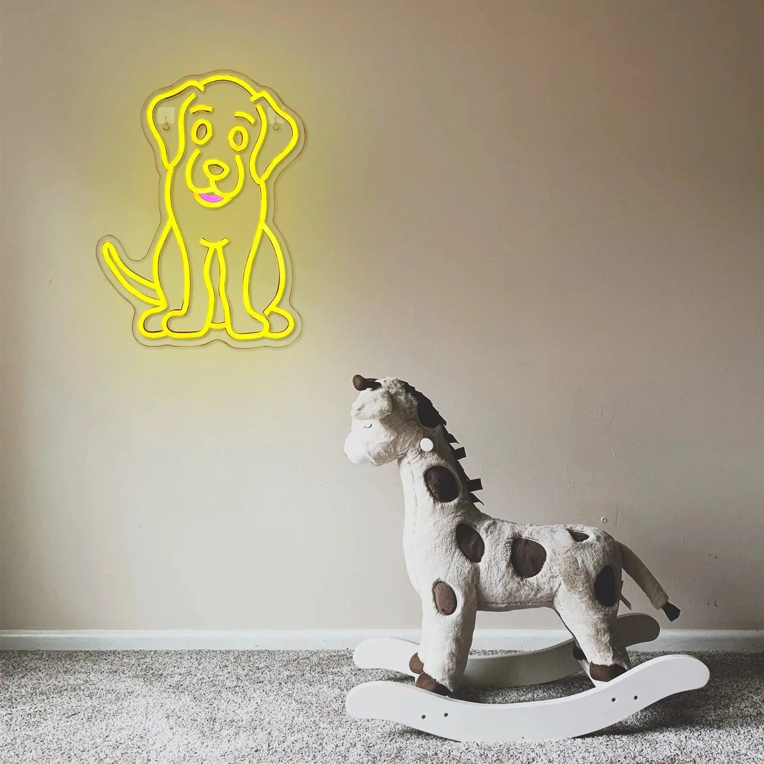 Yellow Purple Cartoon Dog Led Neon Sign For Kids Room Pet Cafe Decor | Shineneon