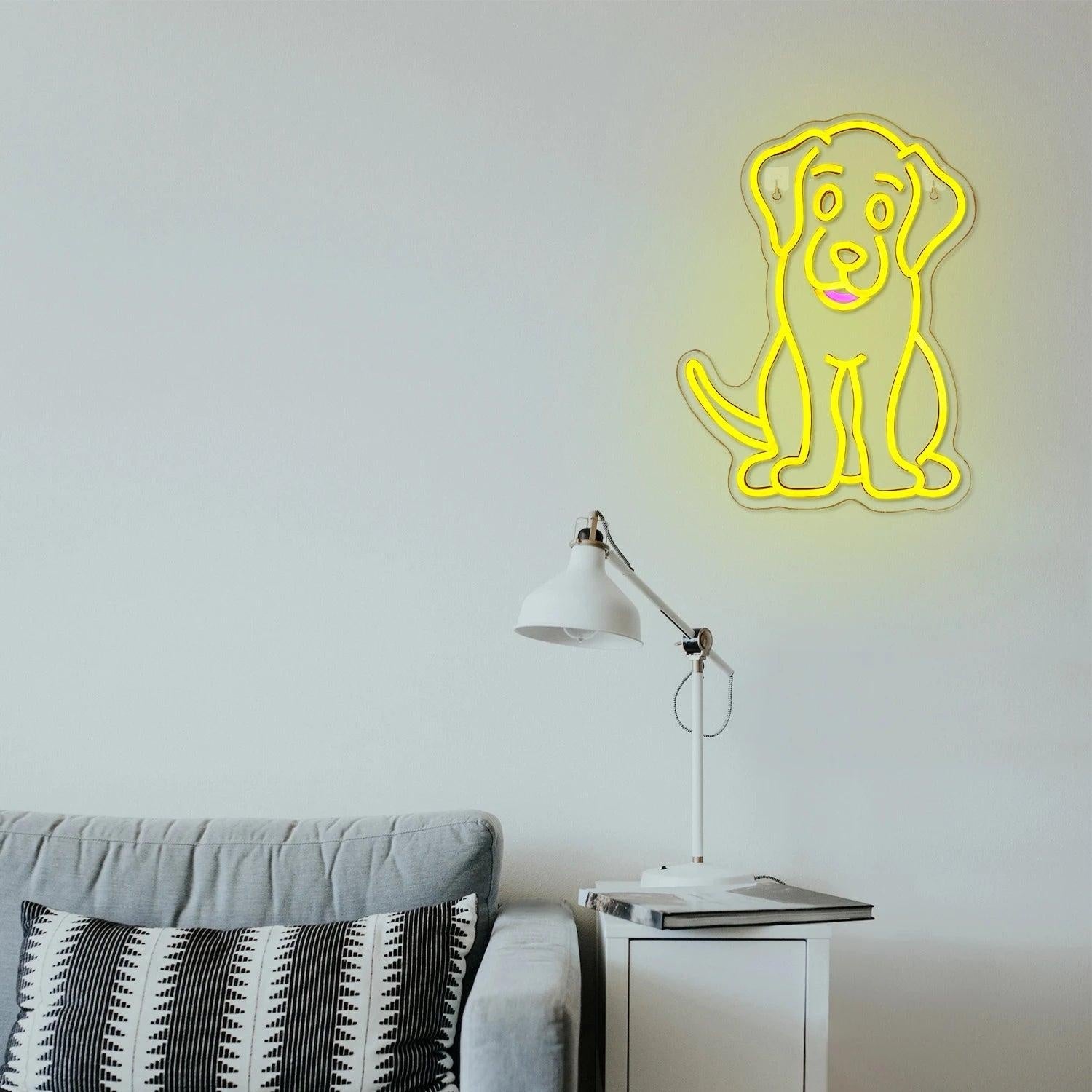Yellow Purple Cartoon Dog Led Neon Sign For Kids Room Pet Cafe Decor | Shineneon