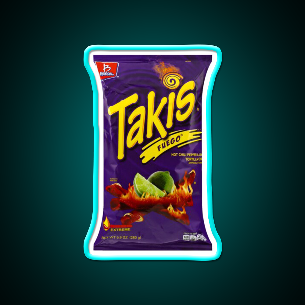 Yellow Purple Takis Snack Kids Packet Snack Food Led Neon Sign Rgb Color
