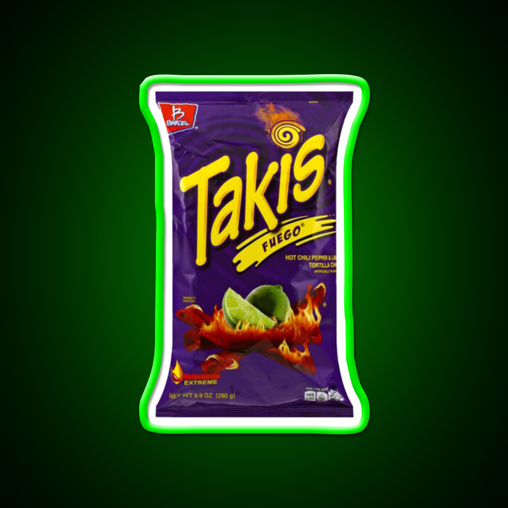 Yellow Purple Takis Snack Kids Packet Snack Food Led Neon Sign Rgb Color
