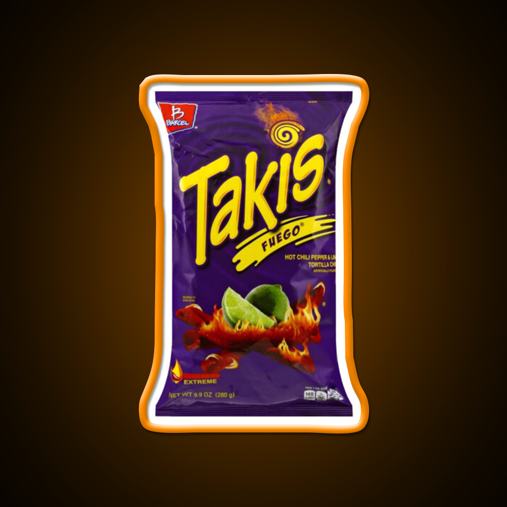 Yellow Purple Takis Snack Kids Packet Snack Food Led Neon Sign Rgb Color
