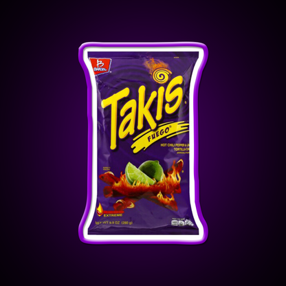 Yellow Purple Takis Snack Kids Packet Snack Food Led Neon Sign Rgb Color