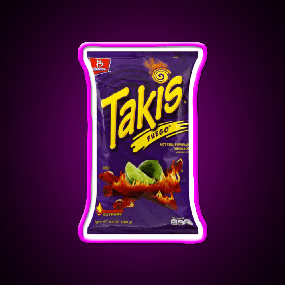 Yellow Purple Takis Snack Kids Packet Snack Food Led Neon Sign Rgb Color - Shineneon