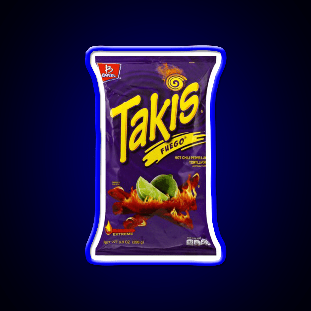 Yellow Purple Takis Snack Kids Packet Snack Food Led Neon Sign Rgb Color - Shineneon