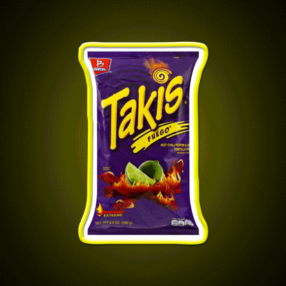Yellow Purple Takis Snack Kids Packet Snack Food Led Neon Sign Rgb Color