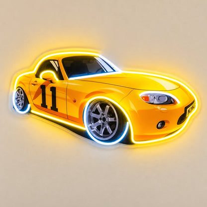 Yellow Race Car Number 11 LED Neon Sign - Shineneon