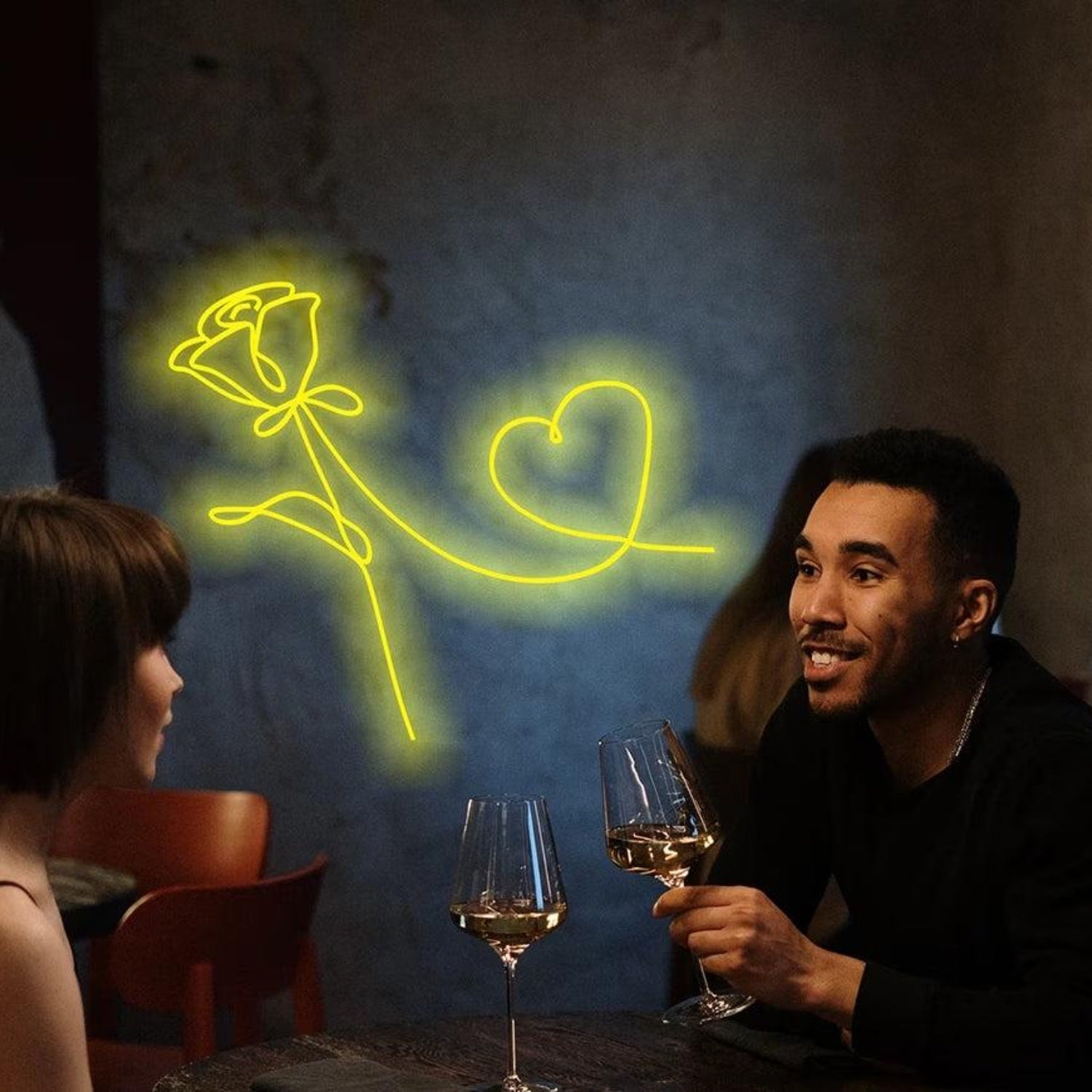 Yellow Rose Heart Led Neon Sign Valentine Cafe Decor | Shineneon