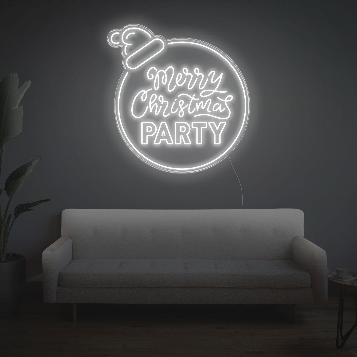 Yellow-Trimmed Christmas Ball Hat Led Neon Sign For Indoor Holiday Party Decor | Shineneon