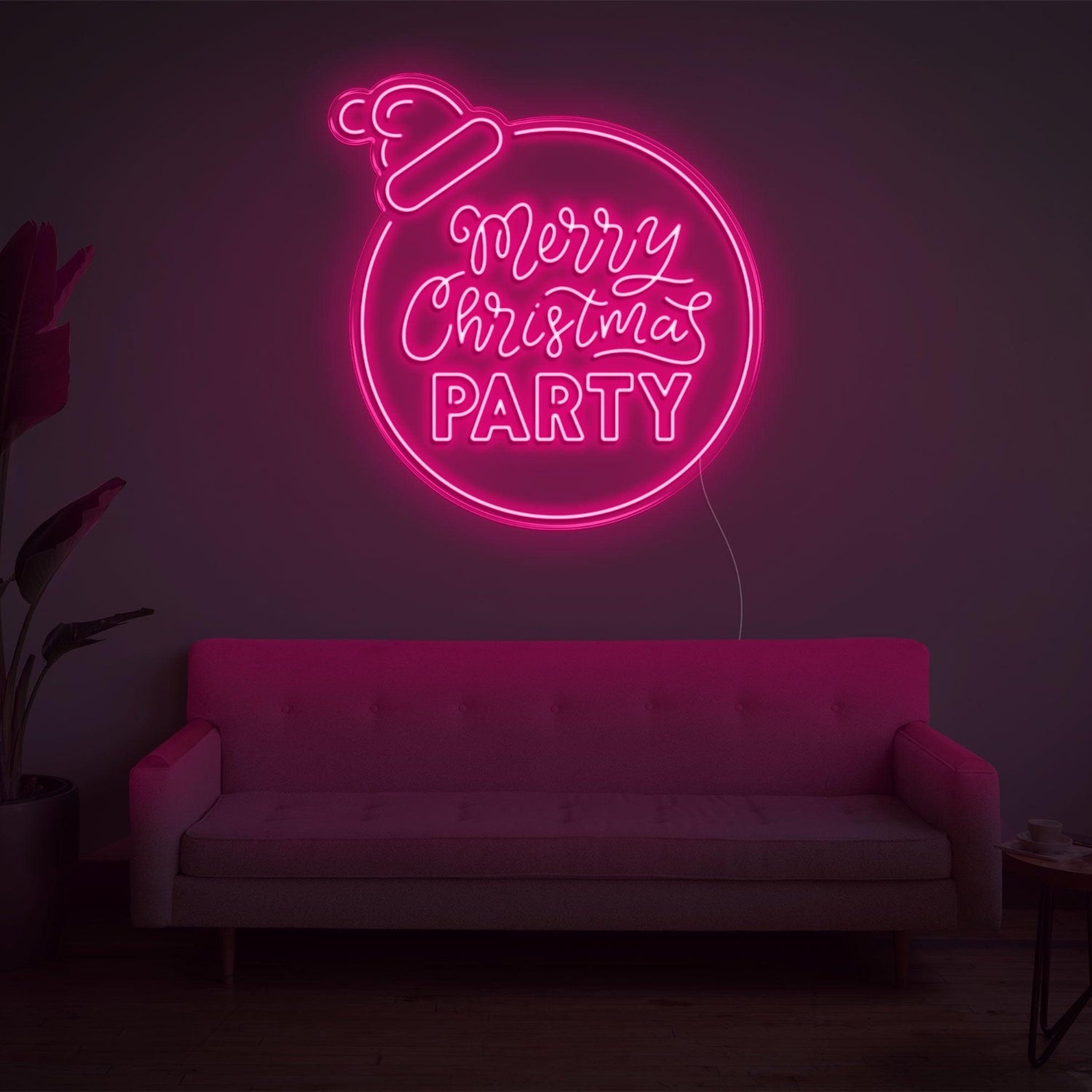 Yellow-Trimmed Christmas Ball Hat Led Neon Sign For Indoor Holiday Party Decor | Shineneon