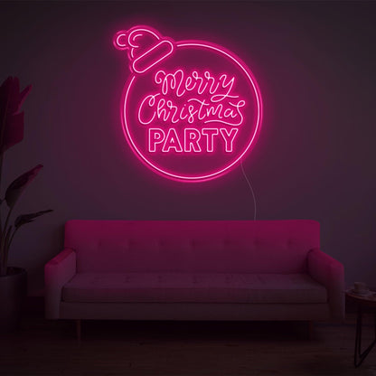 Yellow-Trimmed Christmas Ball Hat Led Neon Sign For Indoor Holiday Party Decor | Shineneon