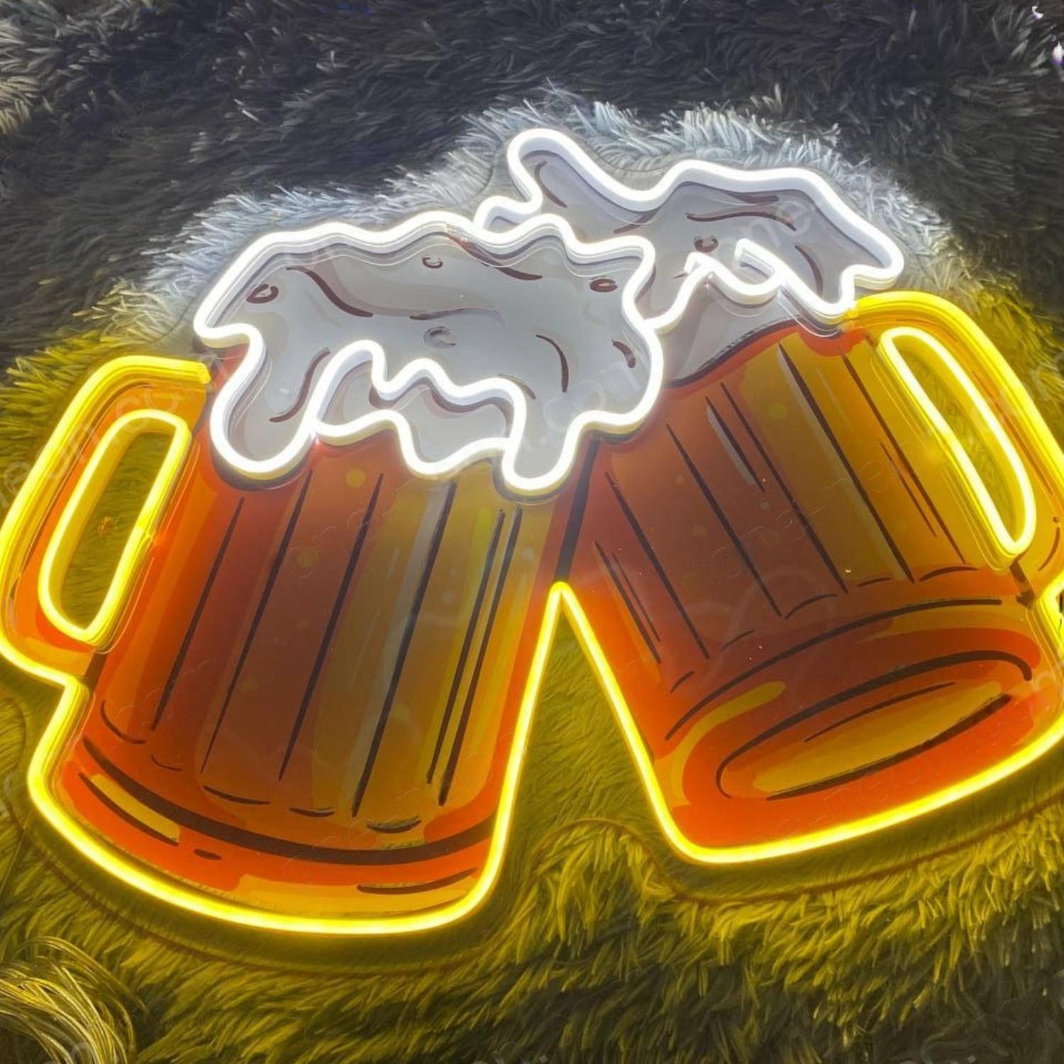 Yellow-White Cheers Beers Led Neon Sign For Bar Restaurant Decor | Shineneon