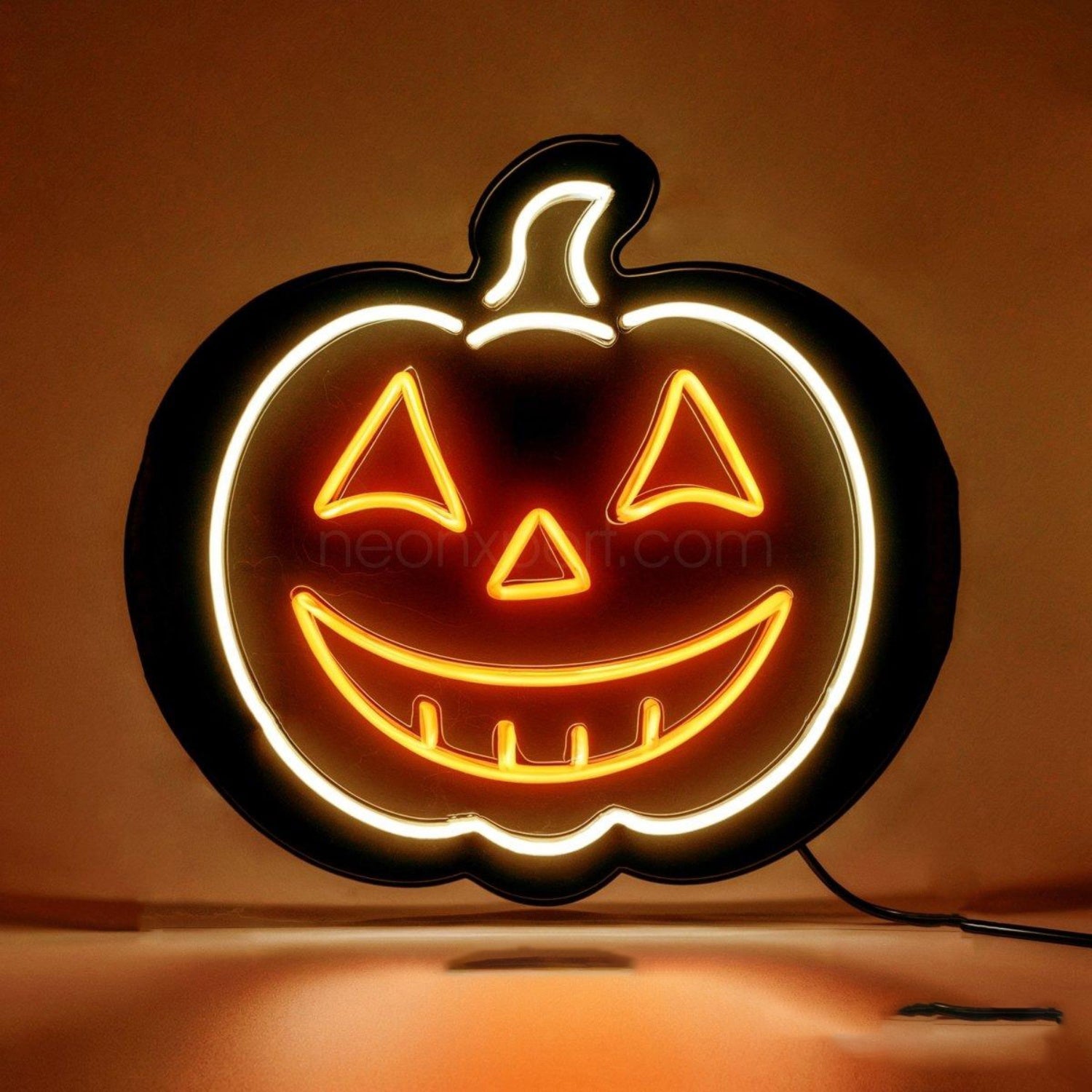 Yellow-White Jack-O-Lantern Led Neon Sign For Halloween Indoor Decor | Shineneon