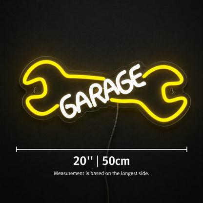 Yellow Wrench Garage Neon Sign LED Neon Sign size image