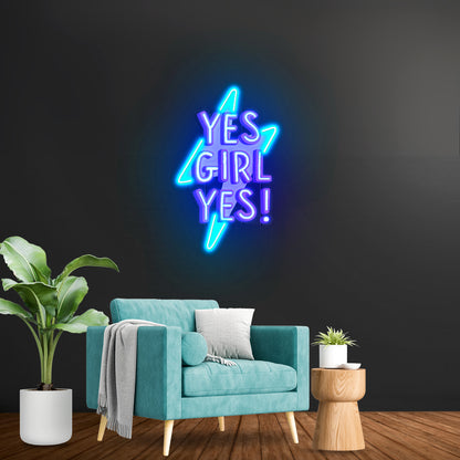 Yes Girl Yes Led Neon Acrylic Artwork For Sale