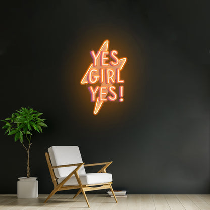 Yes Girl Yes Led Neon Acrylic Artwork For Sale