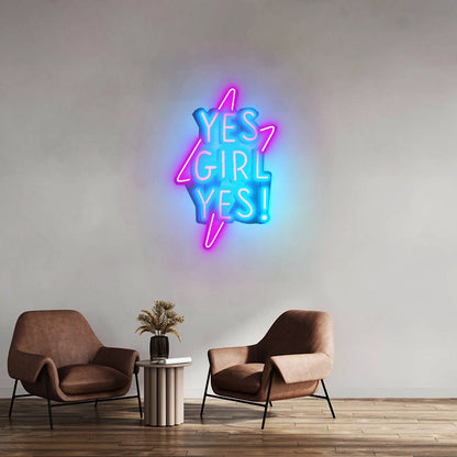 Yes Girl Yes Led Neon Acrylic Artwork For Sale