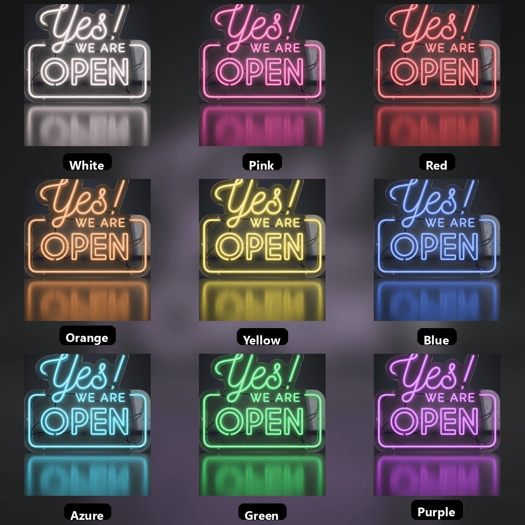 Yes We Are Open Business LED Neon Sign - 05 Color Grid