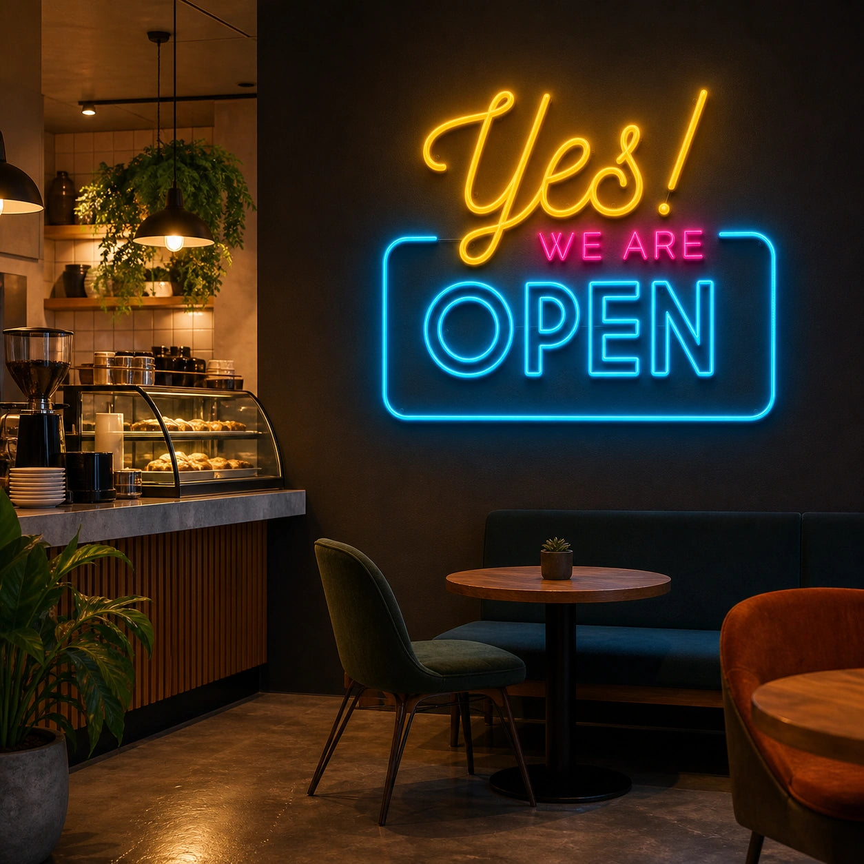 Yes We Are Open LED Neon Sign real lifestyle scene