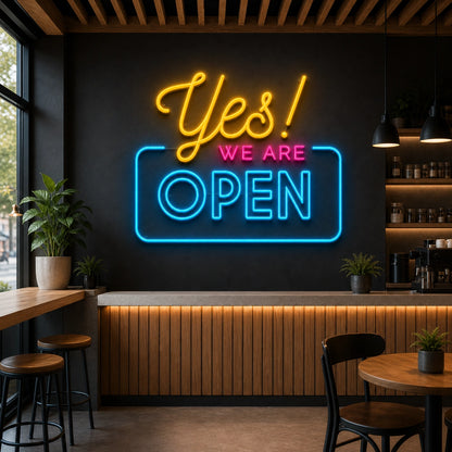 Yes We Are Open LED Neon Sign size image