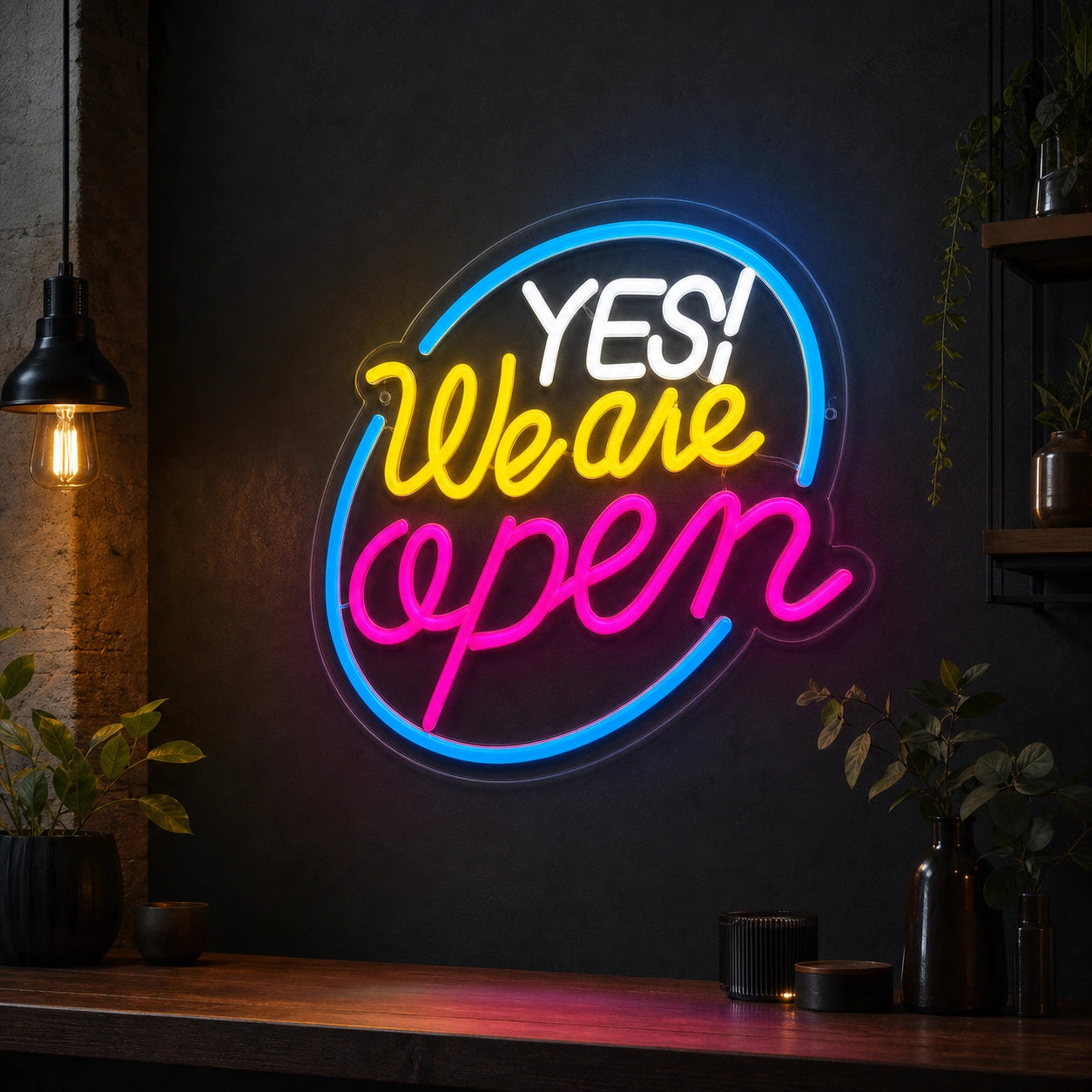 Yes We Are Open Wall Art LED Neon Sign high-converting product image