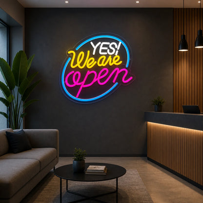 Yes We Are Open Wall Art LED Neon Sign size image