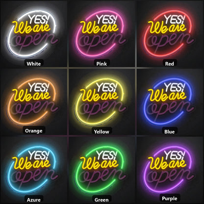 Yes We Are Open Wall Art LED Neon Sign color grid
