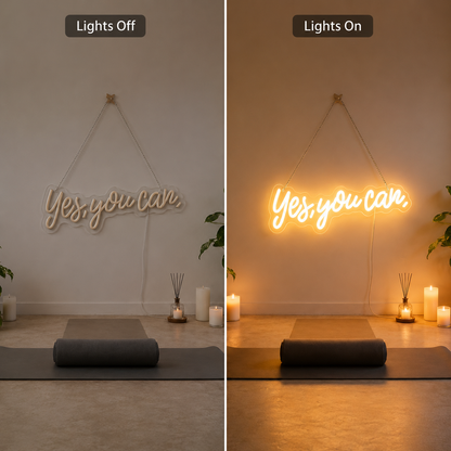 Yes You Can LED Neon Sign Wall Neon Sign - 06 Day Night Comparison