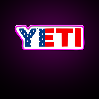 Yeti American Flag Logo Beer Bar Decor Led Neon Sign Rgb Color