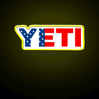 Yeti American Flag Logo Beer Bar Decor Led Neon Sign Rgb Color - Custom LED neon sign front view