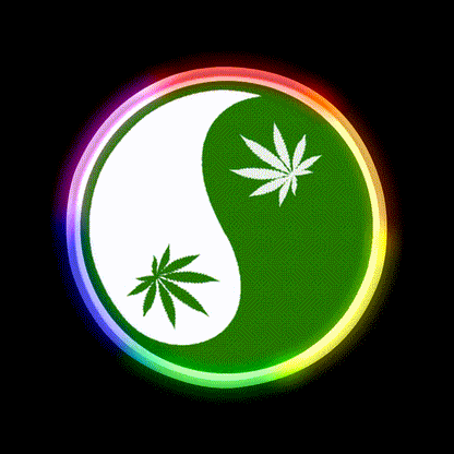 Yin Yang Hemp Inspired Green Leaf Led Neon Sign Rgb Color