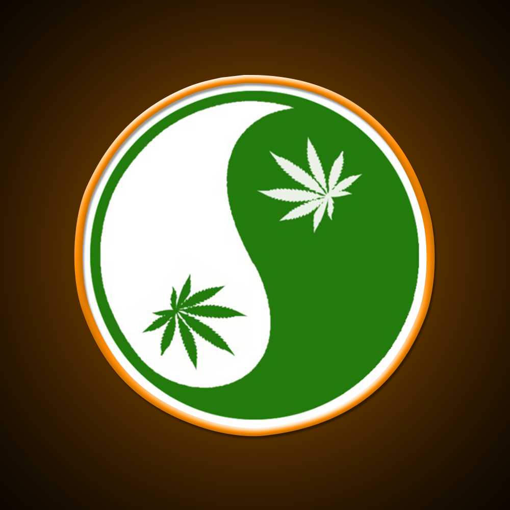 Yin Yang Hemp Inspired Green Leaf Led Neon Sign Rgb Color - LED neon sign view 6