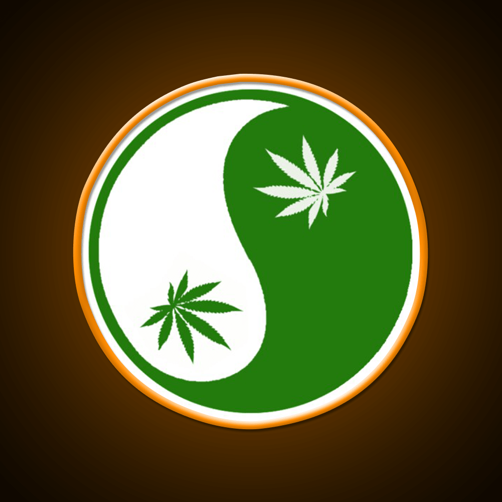 Yin Yang Hemp Inspired Green Leaf Led Neon Sign Rgb Color - Shineneon