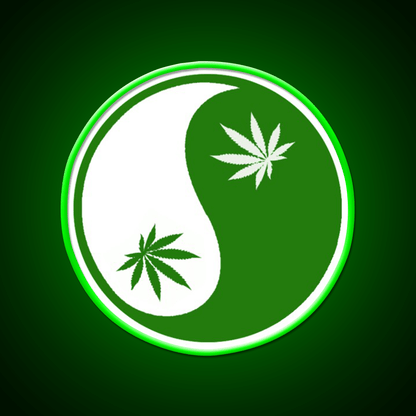 Yin Yang Hemp Inspired Green Leaf Led Neon Sign Rgb Color - Shineneon