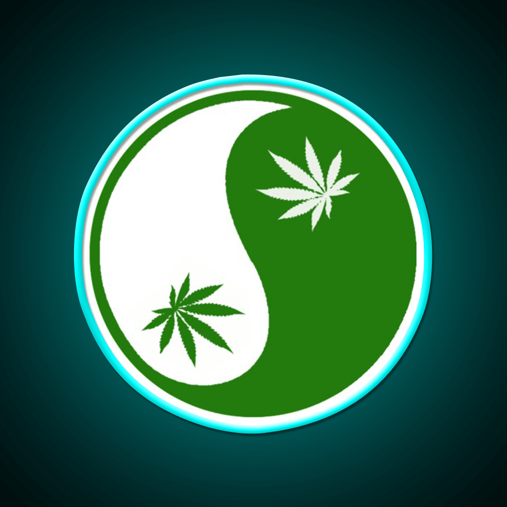 Yin Yang Hemp Inspired Green Leaf Led Neon Sign Rgb Color - Shineneon
