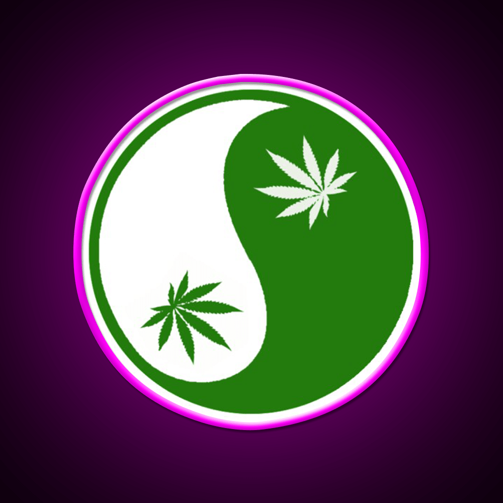 Yin Yang Hemp Inspired Green Leaf Led Neon Sign Rgb Color - Shineneon
