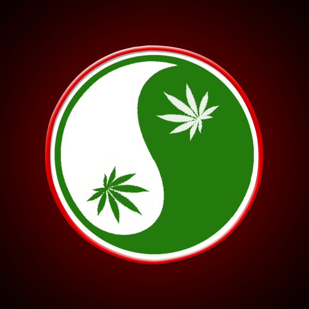 Yin Yang Hemp Inspired Green Leaf Led Neon Sign Rgb Color - Shineneon