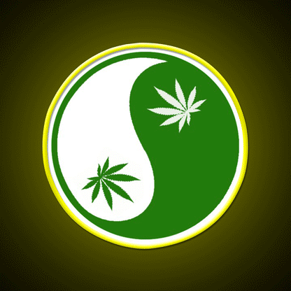 Yin Yang Hemp Inspired Green Leaf Led Neon Sign Rgb Color - Custom LED neon sign front view