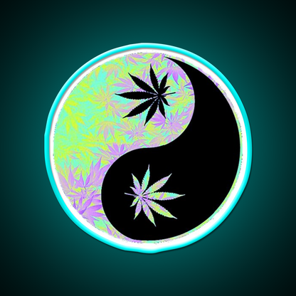 Ying Yang Hemp Inspired Green Leaf Led Neon Sign Rgb Color - Size and dimension reference